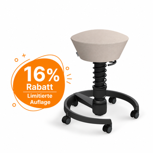Aeris Swopper mit Rollen (Schwarz) – Ergonomischer Sitzhocker für aktives Sitzen