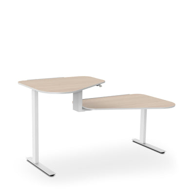 Aeris - Aeris Active Office - Desk - Weiss - Aeris - Eiche - Weiss - Rechts: Sitzbereich | Links: Stehtisch - 123HomeOffice