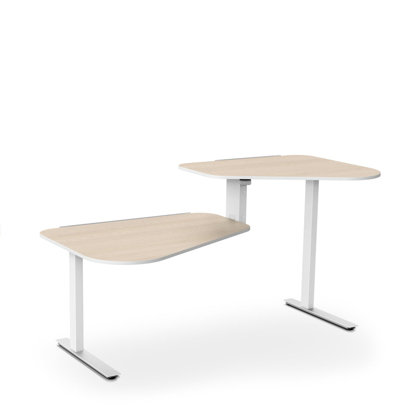 Aeris - Aeris Active Office - Desk - Weiss - Aeris - Eiche - Weiss - Rechts: Stehtisch | Links: Sitzbereich - 123HomeOffice