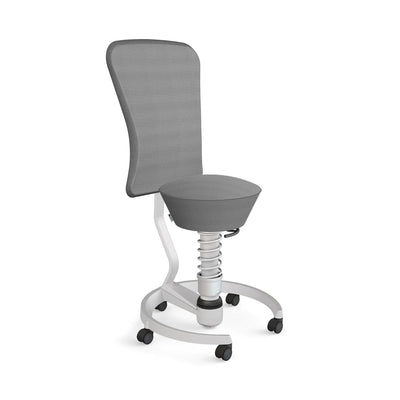 Aeris - Swopper Metallic mit Lehne und Rollen - Sitzhocker - Mesh - Gewebe - grau - Weichboden - 123HomeOffice