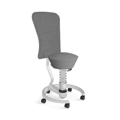 Aeris - Swopper Metallic mit Lehne und Rollen - Sitzhocker - Mikrofaser (Comfort Gabriel) - grau - Weichboden - 123HomeOffice