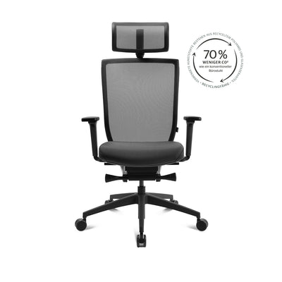 Wagner Titan Green Black Edition Bürostuhl mit Hinweis auf bis zu 70 Prozent weniger CO2